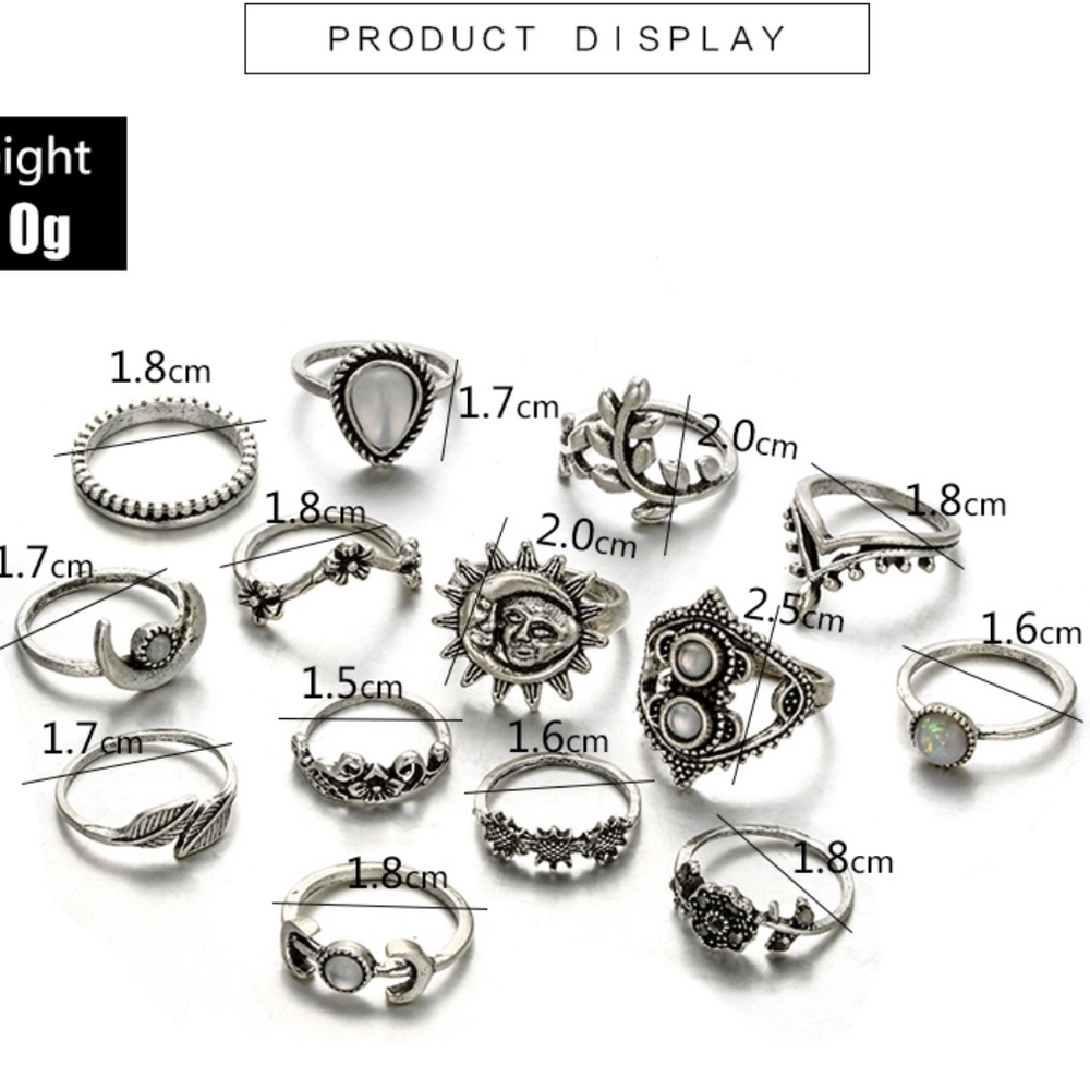 NEW! 14 Piece Boho Midi Knuckle Rings Set - Picture 6 of 6